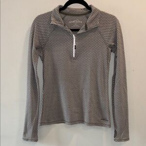 Eddie Bauer Gray and White Polka Dot Pattern Pullover Quarter Zip Size Small